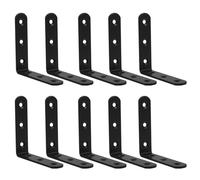 Ipetboom 10pcs Black Cold Rolled Steel L-Shaped Angle Brackets 90 Degree Corner Shelf Braces 2mm Thick Heavy Duty Metal Brackets for Wood Shelving Supports to 220lb Load
