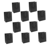 Ipetboom 10Pcs Black Kraft Paper Tote Bags for Favors Treats and Shopping Portable for Parties and Storage