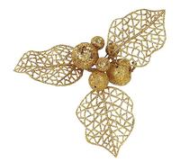 Ipetboom 10pcs Christmas Glitter Poinsettia Flowers Artificial Xmas Tree Decorations DIY Wreath Garland Accessories for Holiday Party and Festive Home