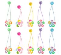 Ipetboom 10pcs Flower Hair Ties: Cute Girls Colorful Flower Scrunchie - Ponytail Holder Cartoon Hair Band - Kids Accessories For Birthday Family Gathering