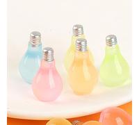 Ipetboom 10pcs Fluorescent Resin Miniature Bulbs Small LED Light Bulb Trinkets for DIY Resin Crafts and Tiny House Accessories Micro Landscape Decoration