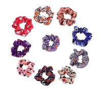 Ipetboom 10pcs Halloween Cartoon Hair Scrunchies Elastic Hair Bands for Women and Girls Comfortable Wrist Bands Multi Cloth Ties for Festive Occasions