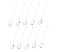 Ipetboom 10pcs Heat Resistant Clear Glass Stirring Spoons for Coffee Tea and Cocktails Transparent Teaspoons for Sugar and Milk Mixing Glass Rods for Home and Party Use