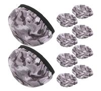 Ipetboom 10pcs Large Fabric Earphone Covers 9-10.5cm Washable Stretchable Ear Pad Protectors for Over-ear Headphones Dustproof Grey Camouflage Ice Silk Cloth