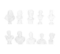 Ipetboom 10pcs Mini Plaster Bust Sculptures for Home Decor Sketch Statue Figurines with Creative Design Elegant Resin Art Models for Living Ornament
