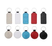 Ipetboom 10pcs Sequin Keychain Fashion Bangle Keyring Pu Material Decorative Geometric Stylish Bag Hanging Decoration Accessory for Handbags and Random Color