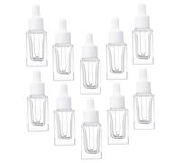 Ipetboom 10pcs Square Glass Bottle Essence Bottle Leakproof Reusable Empty for Essential Oils Travel