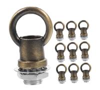 Ipetboom 10pcs Thread Light Fixture Hooks with Ring Nut Hanging Hardware for DIY Lighting Antique Bronze Lamp Mounting Bracket for Chandeliers and Extension Chains