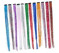 Ipetboom 11pcs Glitter Hair Tinsel Strands Extensions for Parties and Daily Use Easy to Apply No Tools Glue Needed Sparkling Highlights