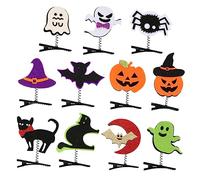 Ipetboom 11pcs Halloween Party Decor Pumpkin Ghost Bat Hairpin Creative Patterns