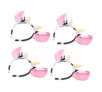 Ipetboom 12 pcs Cartoon Cow Shape Headband Durable Plush Animal Ears Hair Accessory for Party Costume Role Play and Themed Events