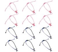 Ipetboom 12Pcs Adjustable Braided Awareness Bracelets for Women, Handmade Inspirational Pink Cord Bracelets, Mental Wristbands, Charity Set