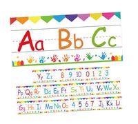 Ipetboom 12pcs Alphabet Bulletin Board Strips with Numbers Large ABC Posters for Classroom Wall Kindergarten Flash Cards for Preschool Homeschool Soft Letters and Numbers Learning Cards for