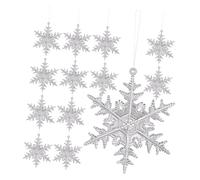 Ipetboom 12pcs Clear Acrylic Snowflake Hanging Ornaments Christmas Tree Decorations Winter Snowflake Decor for Wreath Stair Railing Front Door Indoor Outdoor Use
