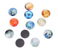 Ipetboom 12Pcs Crystal Glass Planet Magnets Set, Round Glass Fridge Magnet Stickers for Refrigerator Decoration, Magnetic Planetary Stickers for Home Kitchen