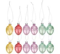 Ipetboom 12pcs Easter Hanging Glass Egg Ornaments Decorative Easter Eggs Set for Home Décor Scene Hanging Decorations Suitable for Indoor Party and Spring Celebration