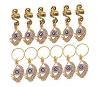 Ipetboom 12pcs Evil Eye Pendant Braiding Hair Rings Lightweight Dreadlocks Accessories for Women Versatile Spiral Braid Jewelry for Holiday Party Looks