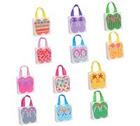 Ipetboom 12pcs Non Woven Fabric Hawaiian Party Treat Bags with Flamingo and Watermelon Design Lightweight Hand Carry Gift Pouches for Birthday Beach and Tropical Themed Celebrations