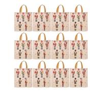 Ipetboom 12pcs Nutcracker Candy Paper Bags: Christmas Goodie Party Favor Bags With Handle - Xmas Treats Packaging Pouch For Festive Celebrations