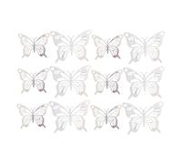 Ipetboom 12pcs Silver Mirror Butterfly Wall Stickers for Wedding Party Decorations Removable Elegant Butterfly Wall Decals for Bedroom Valentines Day Birthday and Festive Celebrations