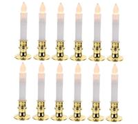 Ipetboom 12pcs Simulation Electric Candle LED Light White Shell Yellow Glow Flameless Lamps for Incense Offering Home Decoration Buddha Worship Safe Ambient Lighting