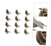 Ipetboom 12pcs Small Sparrow Simulation Bird Figurines Lifelike Miniature Garden Home Decor for Indoor Outdoor Micro Landscape and Potted Plant Decoration Random Color