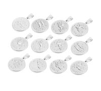 Ipetboom 12pcs Stainless Steel Zodiac Pendant Flat Handmade DIY Craft Decorations Hanging Ornaments for Jewelry Making and Unique Designs
