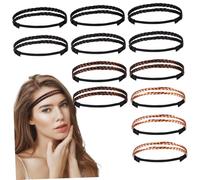 Ipetboom 12pcs Women Braided Elastic Headbands Double Weaving Knot Design Daily Hairbands for Short Curly Wavy Hair Comfortable Hair Accessories for Face Washing Exercise Hairstyling