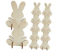 Ipetboom 12pcs Wooden Easter Bunny DIY Cutouts Blank Wood Slices for Crafting Creative Rabbit Figurines Ornaments Stimulate Imagination and Creativity