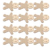 Ipetboom 12pcs Wooden Gingerbread Men Ornaments for DIY Crafts, Beginner Friendly Cross Stitch Blanks in Beige with Rustic Charm, for Personal Crafting Projects and Stitching Practice