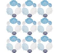 Ipetboom 136pcs DIY Wooden Sea Star and Shell Cutouts Set, Coastal Hanging Ornaments for Nautical Home Decoration, Multi-Size Natural Wood Slices for Seaside Crafting and Wall Art