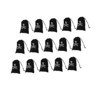 Ipetboom 15pcs Halloween Pirate Drawstring Bags Skull Sign Candy Pouch Polyester Storage Sack for Party Wedding Favors Jewelry Organizers Black