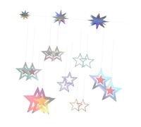 Ipetboom 15pcs Iridescent Hollow Star Garland Lightweight Hanging Star Bunting for Birthday Christmas Ramadan Eid Party Decoration Celestial Theme Space-saving Festive Glow