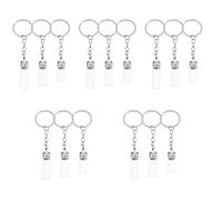 Ipetboom 15pcs Tiny Glass Empty Bottle Keychain Wish Bottle Keychain for Perfume Travel Refillable Small Cap for Hanging Decoration for Carrying Essential Oils