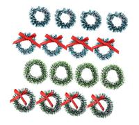 Ipetboom 16Pcs Xmas Pine Needle Wreath DIY Craft Lightweight Hanging Christmas Decorations for Tree Wall Door Holiday Ornament Making Supplies