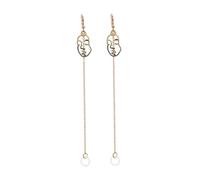 Ipetboom 1Pair Face Graph Lost Earrings Accessories Line Earrings with Ear Chain Design Creative Summer Earphone Holders Unique Facial Makeup Style Golden Color with Lasting Luster