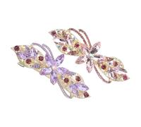 Ipetboom 1pair Rhinestone Floral Hair Clips for Women Delicate Spring Mechanism Hair Barrettes Sparkly Accessories for Party and Everyday Wear