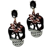 Ipetboom 1Pair Skull Dangle Earrings with Rhinestone Detail for Women Lightweight Goth Jewelry Halloween Accessory Unique and Stylish Ear Decor for