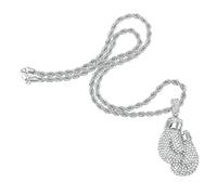 Ipetboom 1pc Boxing Gloves Pendant Necklace Silver Chain Jewelry for Sports Lovers Twisted Chain Unique Craft Eye Catching Boxing Jewelry for Men and Women