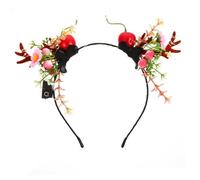 Ipetboom 1pc Colorful LED Antler Berries Hair Headband for Christmas Party Decorative Flower Headpiece Comfortable and Lightweight Festive Hair Accessory for Self Portraits and Holiday