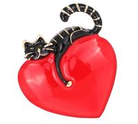 Ipetboom 1Pc Creative Cat Heart Shaped Brooch Fashion Badge for Clothing Decoration Cute Animal Collar Pin Accessory present for Friends and Yourself