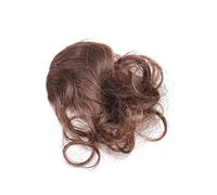 Ipetboom 1pc Curly Fake Hair Bangs for Women Clip in Human Hairpieces with 3D Bangs Fringe Hair Extensions Brown Fake Bangs Hair Clip on bangs for Women Fringe with Temples Hairpieces Faux Bangs