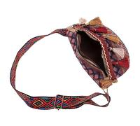 Ipetboom 1PC Ethnic Style Chest Bag for Women National Style Fanny Pack Versatile Lightweight Sling Bag for Various Occasions Stylish Small Tote Wine Red