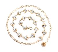 Ipetboom 1Pc Fashionable Rhinestone Body Chain for Women All Match Metal Waist Belt Elegant Ethnic Design for Dresses for Parties Weddings and Special Occasions Golden