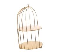 Ipetboom 1pc Iron Bird Stand Storage Holder Cupcake Toppers Two Tier Perfume Tray Trays Block Kitchen Storage Case Food Server Holder Perfume Tray Birdcage Valet Rack Wrought Iron Golden