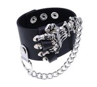 Ipetboom 1pc Skull Bracelet Gothic Hand Statement Bracelets for Women Studded Decor Halloween Mens Fashion Accessories for Women Wrist Bands Black Iron