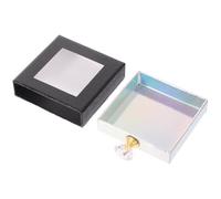 Ipetboom 1pc Square Eyelash Packaging Box Open Window Drawer Eyelash Holder for Easy Storage Compact Design for Cosmetic Bag Makeup Table Protects False Lashes from Damage