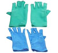 Ipetboom 2 Pairs Fingerless Sewing Gloves Half Finger Hand Protective Covers Elastic Reusable Gloves for Quilting Hand Sewing Supplies in Blue and Lake Green