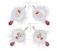 Ipetboom 2 Pairs Holiday Dangle Earrings with Fluffy Balls Cute Santa Claus Lightweight Jewelry for Christmas Parties and Festive Celebrations for Women