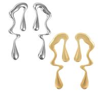 Ipetboom 2 Pairs Irregular Waterdrop Earrings for Women Lightweight Metal Teardrop Dangle Minimalist Geometric Jewelry Comfortable Daily Wear Birthday